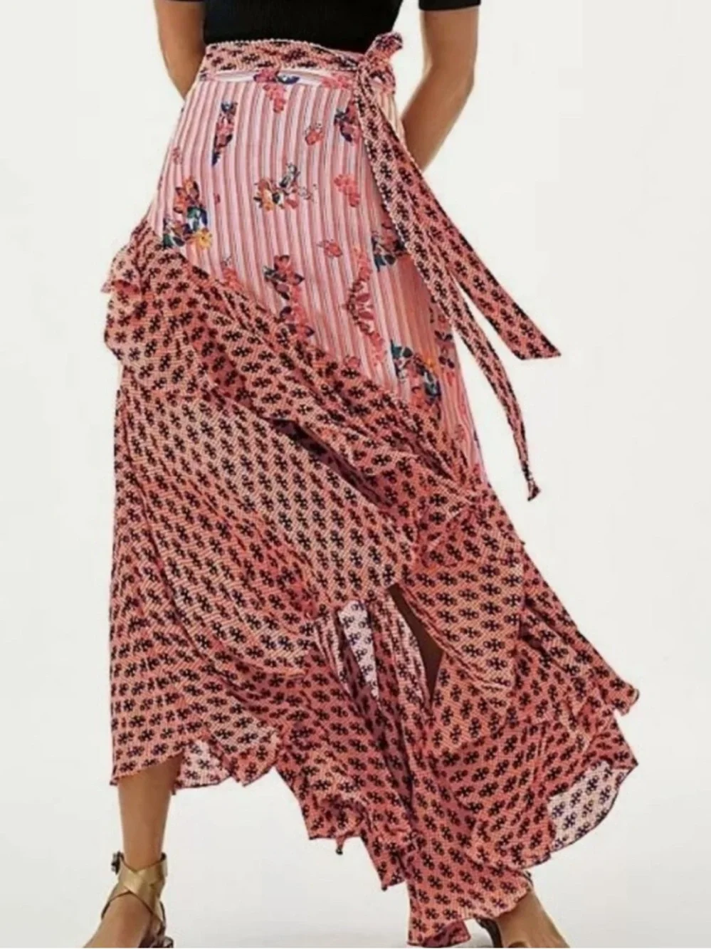 Anthropologie Bhanuni Casablanca Ruffle boho maxi Skirt Jyoti Sharma Size 8 - Picture 3 of 11